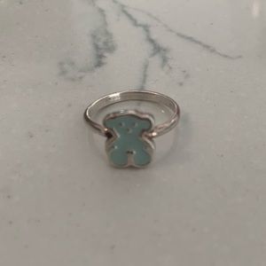TOUS baby blue enamel and sterling silver ring